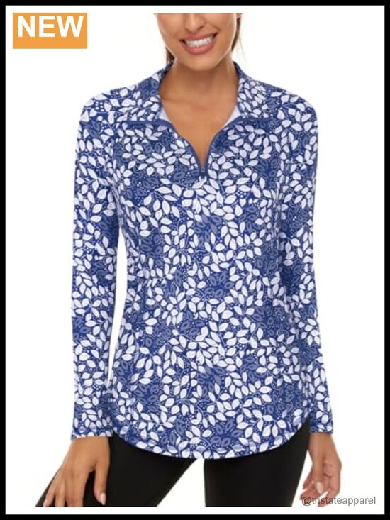 Tops - LURANEE Womens UPF 50+ Long Sleeve 1/4 Zip Pullover Athletic Hiking Running